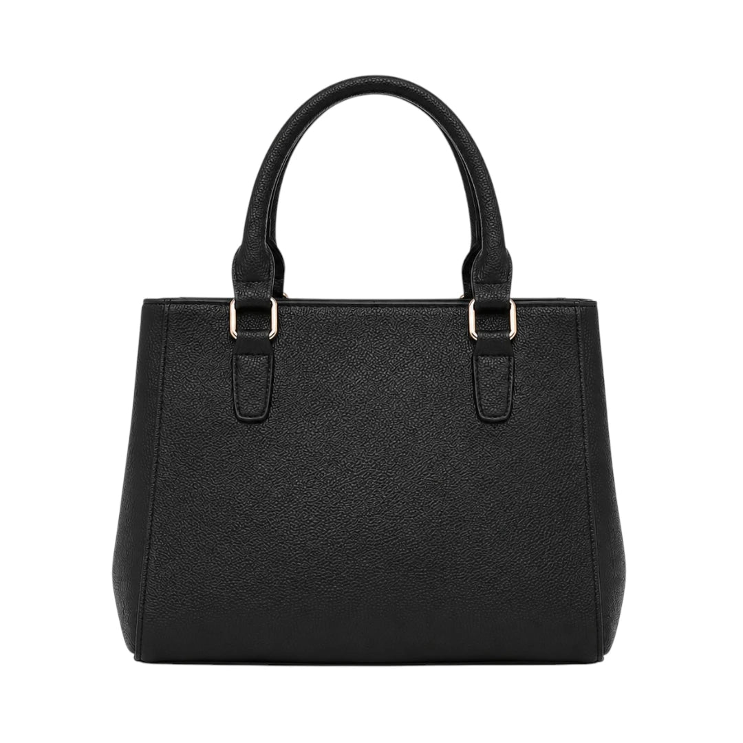 Mbela Premium Black Leather Structured Handbag for Everyday Style